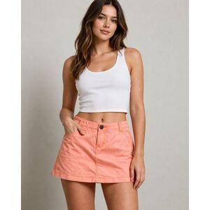 Express Coral Mini Skirt Size 4 Cotton Stretch Casual Summer